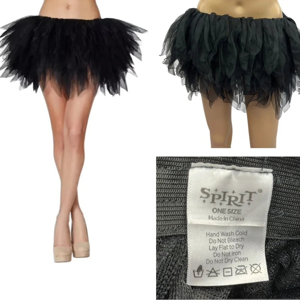 Spirit Halloween Black Shredded Short Tutu One Size Fits Most